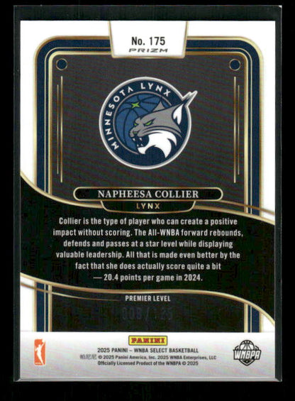 Napheesa Collier - 2025 Select WNBA - Premier Orange Prizm /125