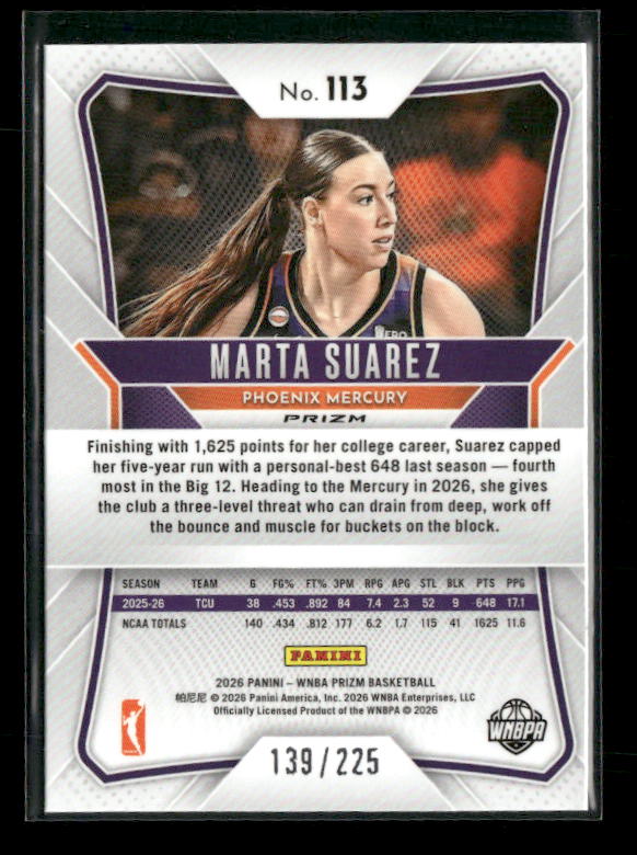 Marta Suarez - 2026 Prizm WNBA - Lime Green Prizm /225 - Rookie