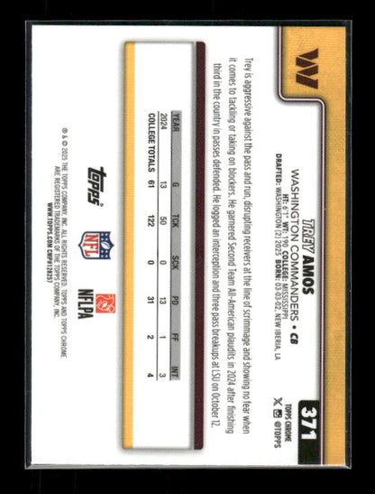 Trey Amos - 2025 Topps Chrome Football - Raywave - Rookie