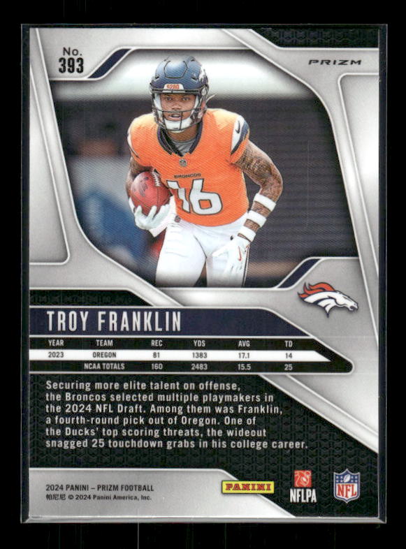 Troy Franklin - 2024 Panini Prizm - Green Wave Prizm - Rookie