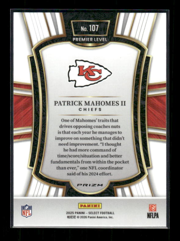 Patrick Mahomes - 2025 Select Football - Red & Blue Shock