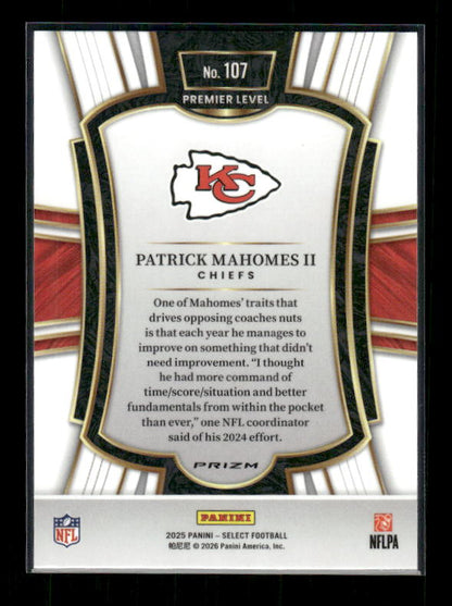 Patrick Mahomes - 2025 Select Football - Red & Blue Shock