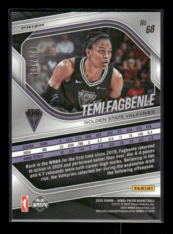 Temi Fagbenle - 2025 Prizm WNBA - Purple Seismic /175