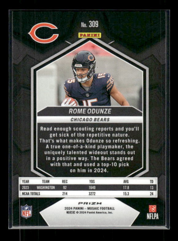 Rome Odunze - 2024 Mosaic Football - Red Sparkle SP - Rookie