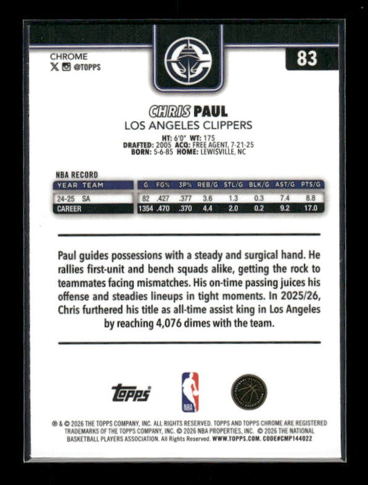 Chris Paul - 2025-26 Topps Chrome Update Basketball - RayWave Refractor