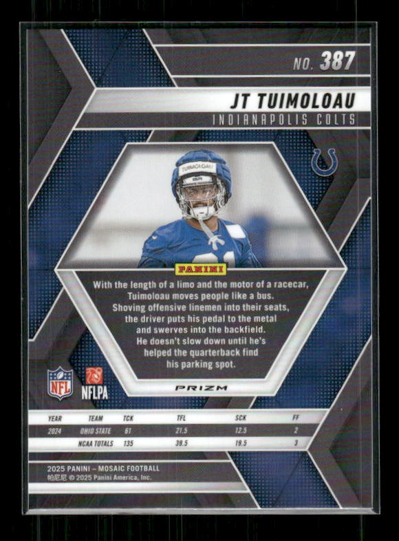 JT Tuimoloau - 2025 Mosaic Football - Purple Scope - Rookie