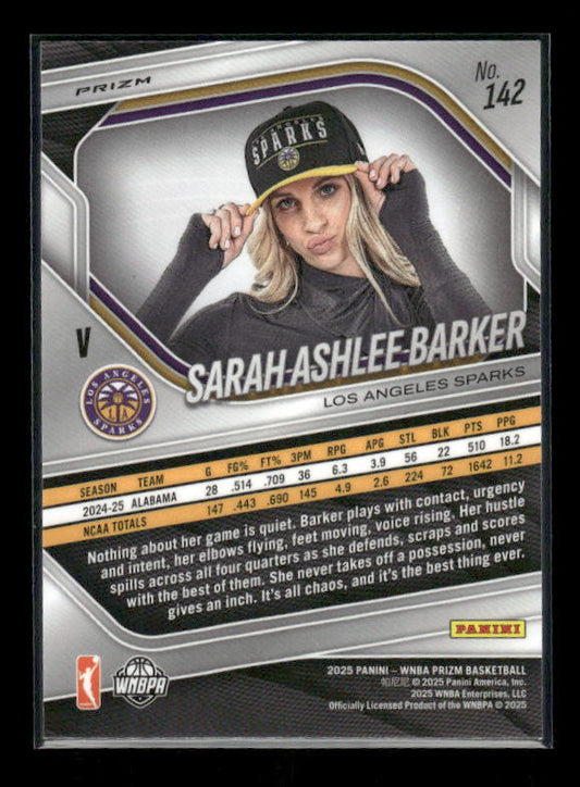 Sarah Ashlee Barker - 2025 Prizm WNBA - White Seismic - Rookie Variation