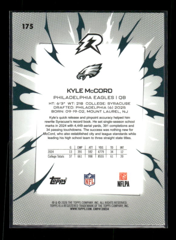 Kyle McCord - 2025 Resurgence Football - Prism - Rookie