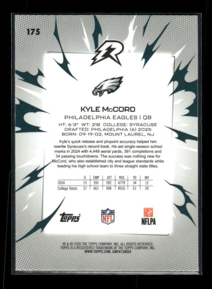 Kyle McCord - 2025 Resurgence Football - Prism - Rookie