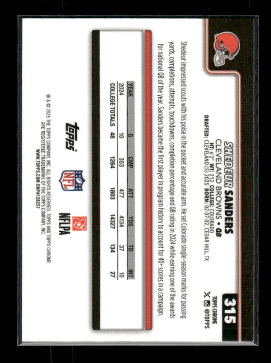 Shedeur Sanders - 2025 Topps Chrome Football - Rookie
