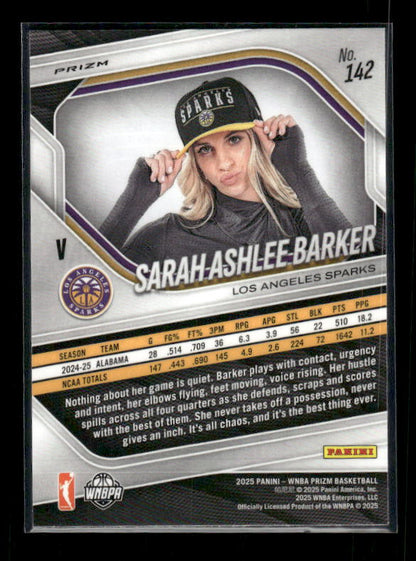 Sarah Ashlee Barker - 2025 Prizm WNBA - Blue Velocity - Rookie Variation