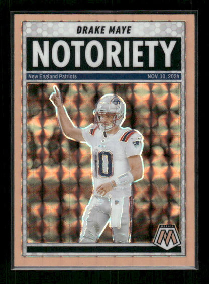 Drake Maye - 2025 Mosaic Football - Orange Fluorescent Notoriety