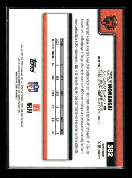 Kyle Monangai - 2025 Topps Chrome Football - Pulsar - Rookie