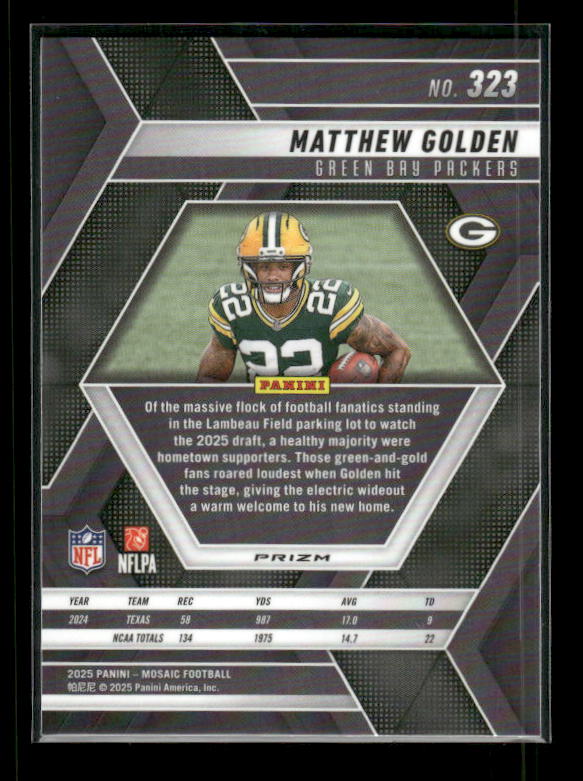 Matthew Golden - 2025 Mosaic Football - Green Mosaic - Rookie