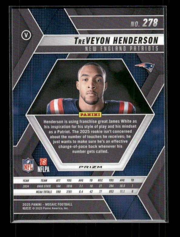 TreVeyon Henderson - 2025 Mosaic Football - Green Mosaic - Rookie Variation