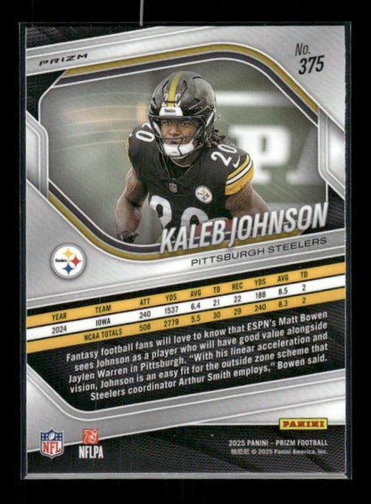 Kaleb Johnson - 2025 Prizm Football - White Disco - Rookie