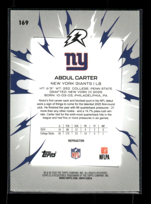 Abdul Carter - 2025 Resurgence Football - Refractor - Rookie