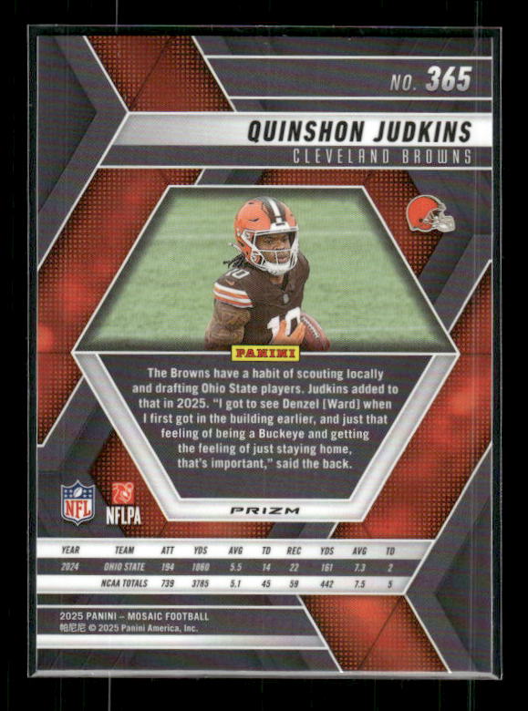 Quinshon Judkins - 2025 Mosaic Football - Green Mosaic - Rookie