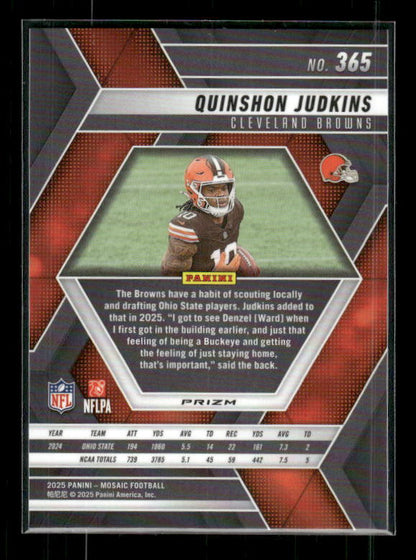 Quinshon Judkins - 2025 Mosaic Football - Green Mosaic - Rookie