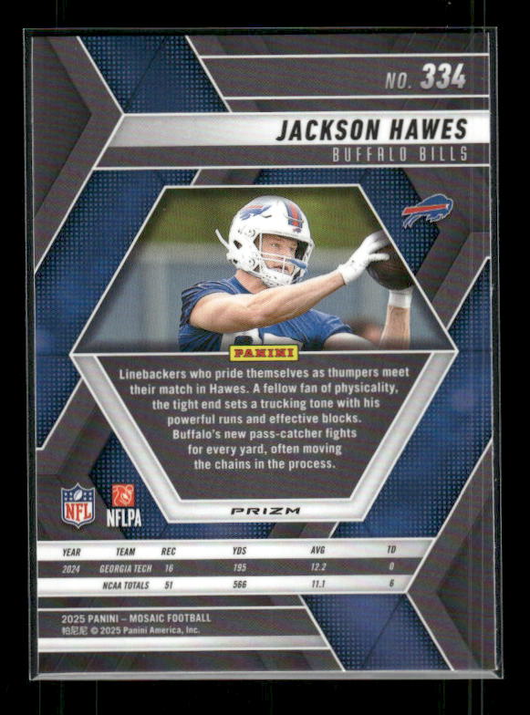 Jackson Hawes - 2025 Mosaic Football - Green Mosaic - Rookie