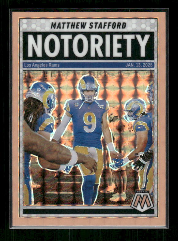 Matthew Stafford - 2025 Mosaic Football - Orange Fluorescent Notoriety