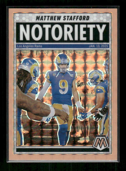 Matthew Stafford - 2025 Mosaic Football - Orange Fluorescent Notoriety