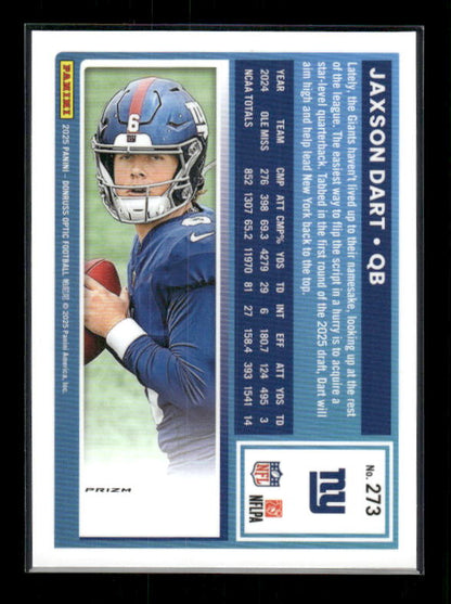 Jaxson Dart - 2025 Optic Football - Pink Prizm - Rated Rookie