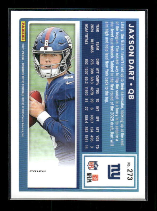 Jaxson Dart - 2025 Optic Football - Pink Prizm - Rated Rookie