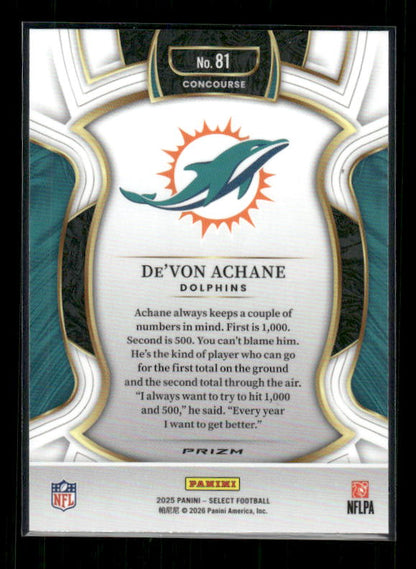 De'Von Achane - 2025 Select Football - Red & Blue Shock