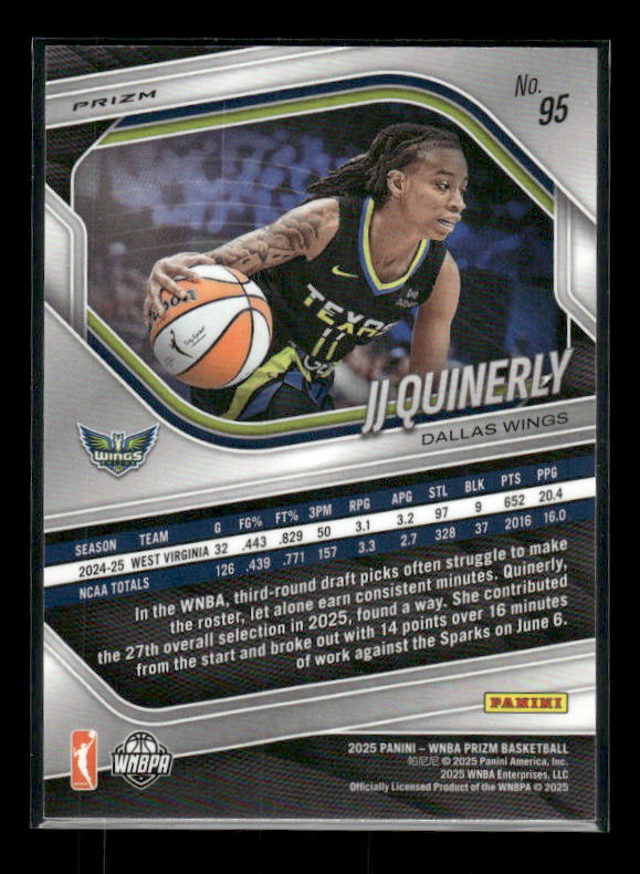 JJ Quinerly - 2025 Prizm WNBA - Green Prizm - Rookie