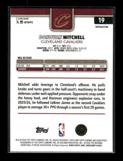 Donovan Mitchell - 2025-26 Topps Chrome Update Basketball - Refractor