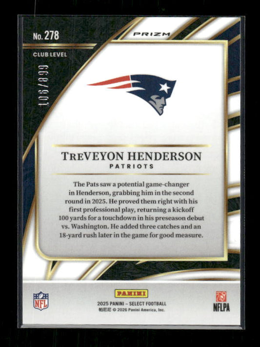 TreVeyon Henderson - 2025 Select Football - Club Copper Shock /899 - Rookie