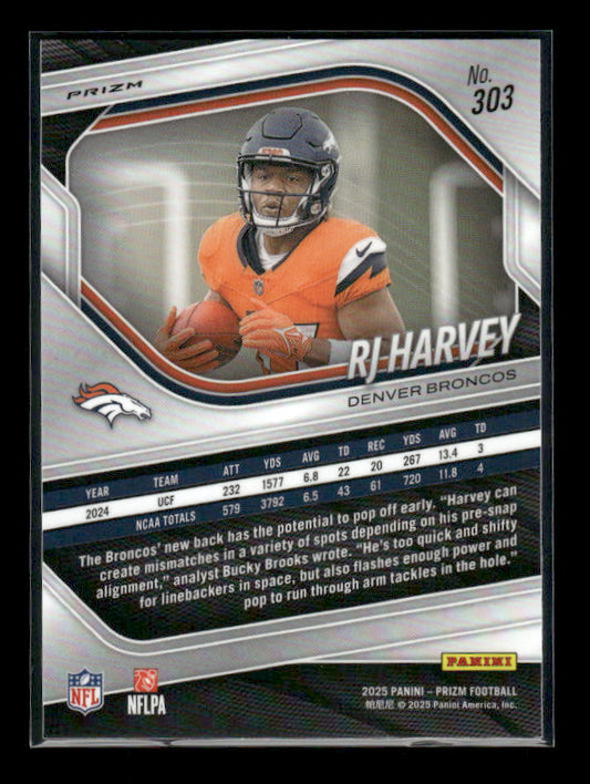 RJ Harvey - 2025 Prizm Football - White Disco - Rookie