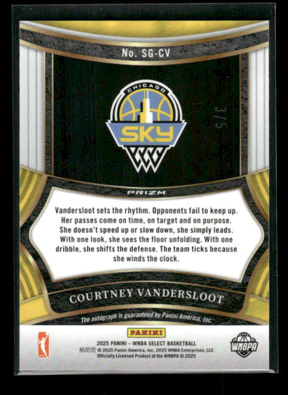 Courtney Vandersloot - 2025 Select WNBA - Black & Gold Prizm Signatures /5 Auto