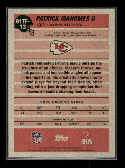 Patrick Mahomes - 2026 Flagship Football - 1991 Topps