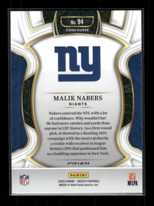 Malik Nabers - 2025 Select Football - Red & Blue Shock