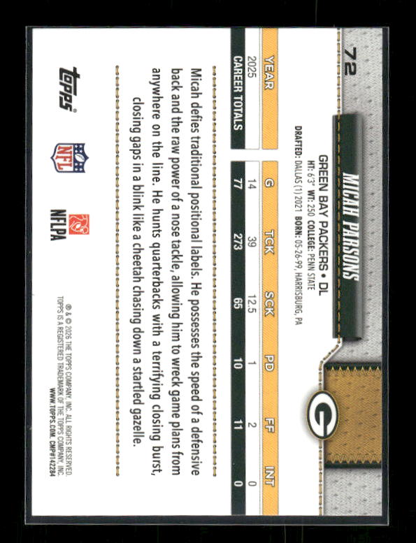 Micah Parsons - 2026 Flagship Football - Diamante Foil