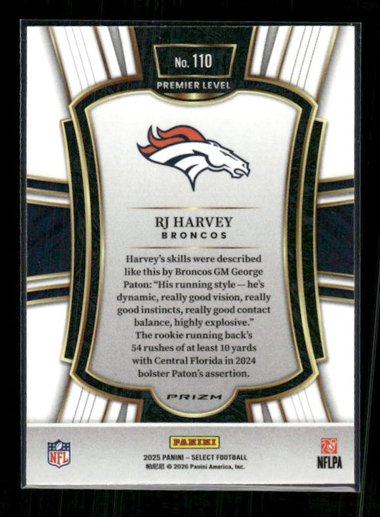 RJ Harvey - 2025 Select Football - Premier Red & Blue Shock - Rookie