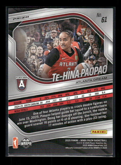 Te Hina Paopao - 2025 Prizm WNBA - White Seismic - Rookie