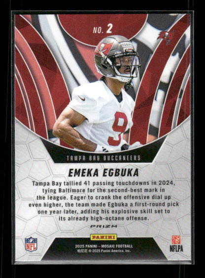 Emeka Egbuka - 2025 Mosaic Football - Green Mosaic Elevate - Rookie