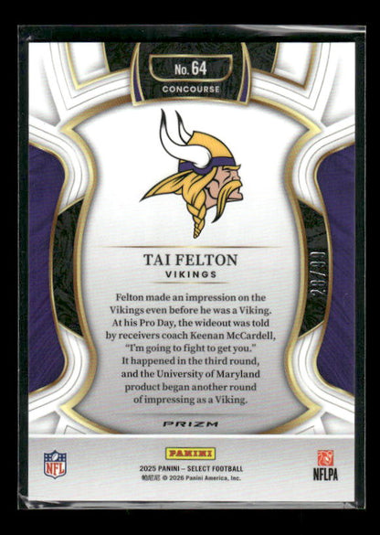 Tai Felton - 2025 Select Football - Red Prizm /99 - Rookie