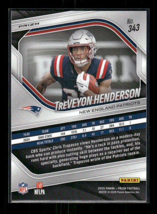 TreVeyon Henderson - 2025 Prizm Football - White Disco - Rookie
