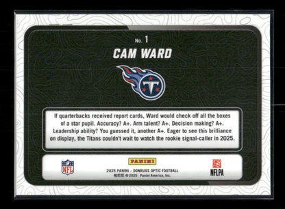 Cam Ward - 2025 Optic Football - Passing Grade - Rookie