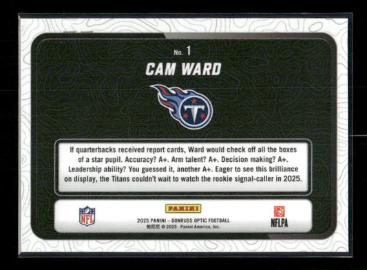 Cam Ward - 2025 Optic Football - Passing Grade - Rookie