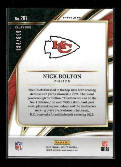 Nick Bolton - 2025 Select Football - Club Level Purple Shock /699