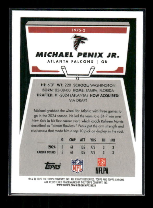 Michael Penix Jr. - 2025 Topps Chrome Football - 1975 Topps