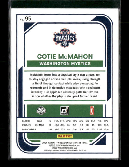 Cotie McMahon - 2026 Donruss WNBA - Red Laser /185 - Rated Rookie