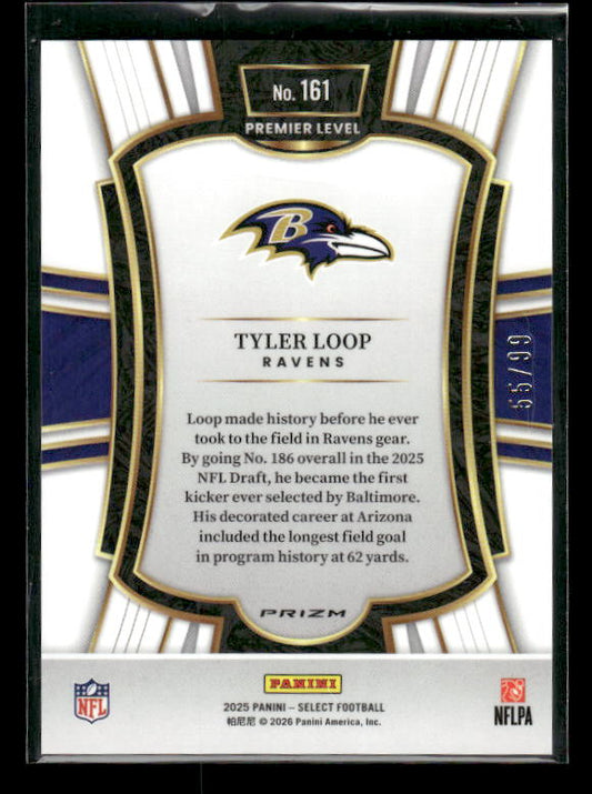 Tyler Loop - 2025 Select Football - Premier Level Light Blue Prizm /99 - Rookie