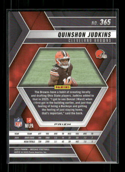 Quinshon Judkins - 2025 Mosaic Football - Red White Stripe - Rookie