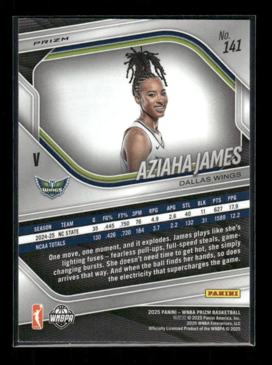 Aziaha James - 2025 Prizm WNBA - White Seismic - Rookie Variation